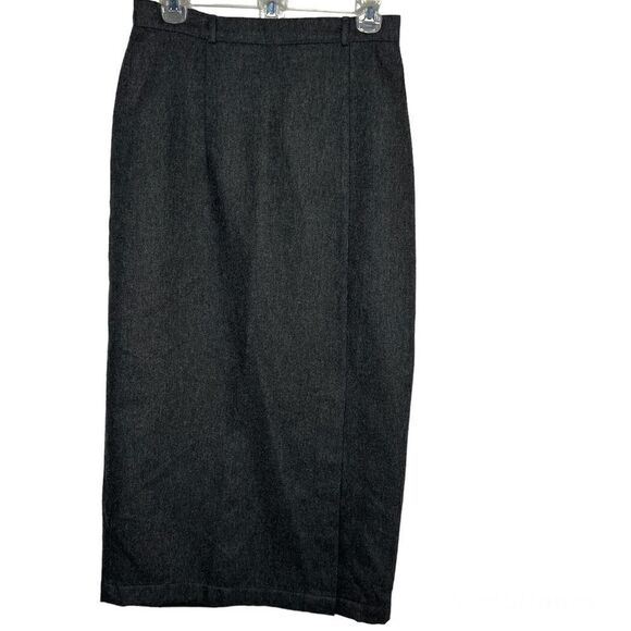 Vintage On The Verge Made inUSA Maxi Pencil Dark Academia Preppy Gray Wool Sz 10 - Picture 1 of 9